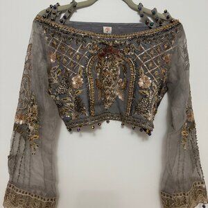 Organza long dress with chiffon dupatta